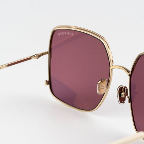 Tom Ford RAPHAELA Women Sunglasses Rose Gold Violet Square FT1006 32Y BRAND NEW main image 3